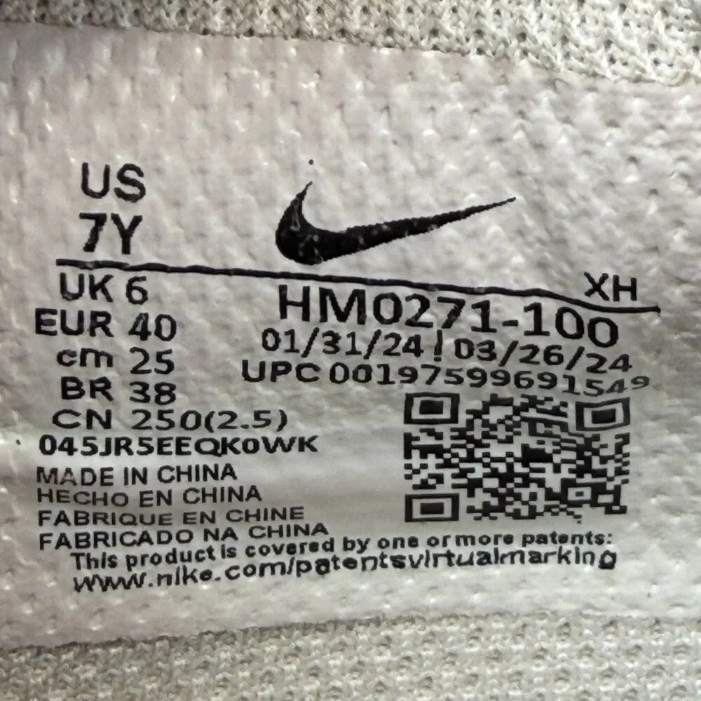 Nike Prototype Shoes Youth Size 7Y White Orange Basketball Sneakers HM0271-100